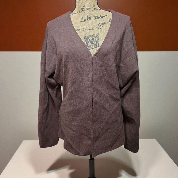 Women's V-Neck Cardigan Sweater - Brown SIZE XXL - Picture 1 of 6